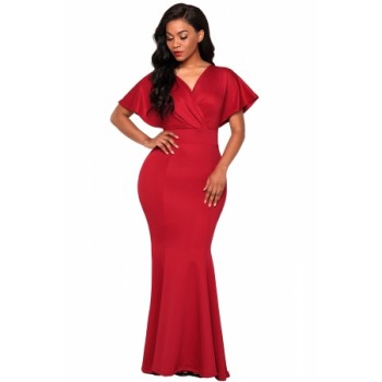Black Off The Shoulder Mermaid Maxi Dress Red White